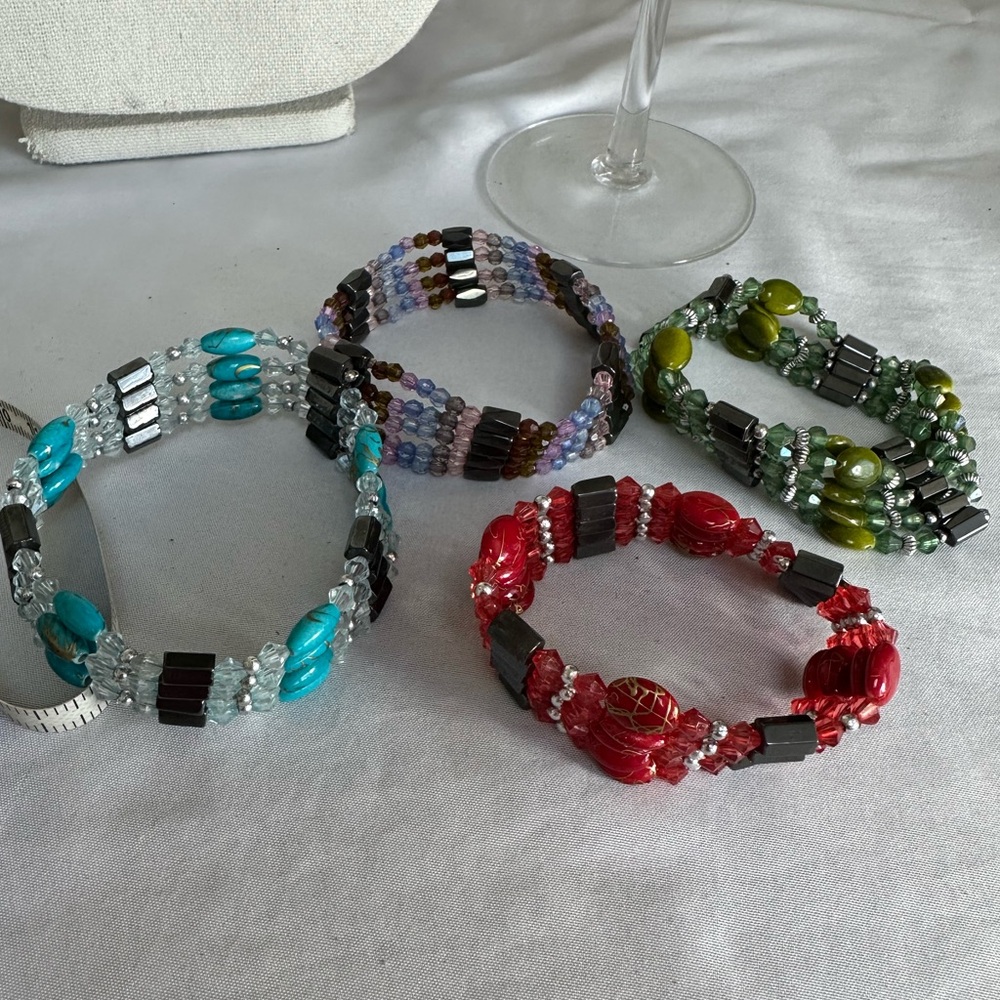 Four magnetic style wrap bracelets or necklace